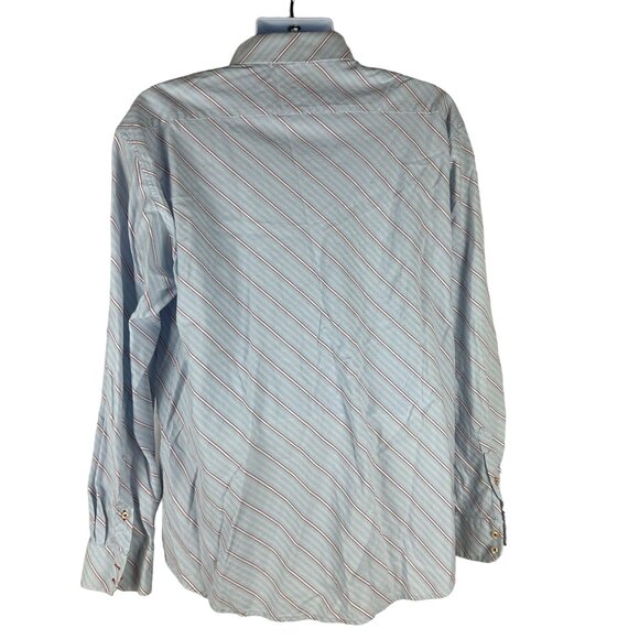 Eighty Eight Men's XL Button-Down Shirt - Blue & Red Stripes Long Sleeve - Picture 3 of 8